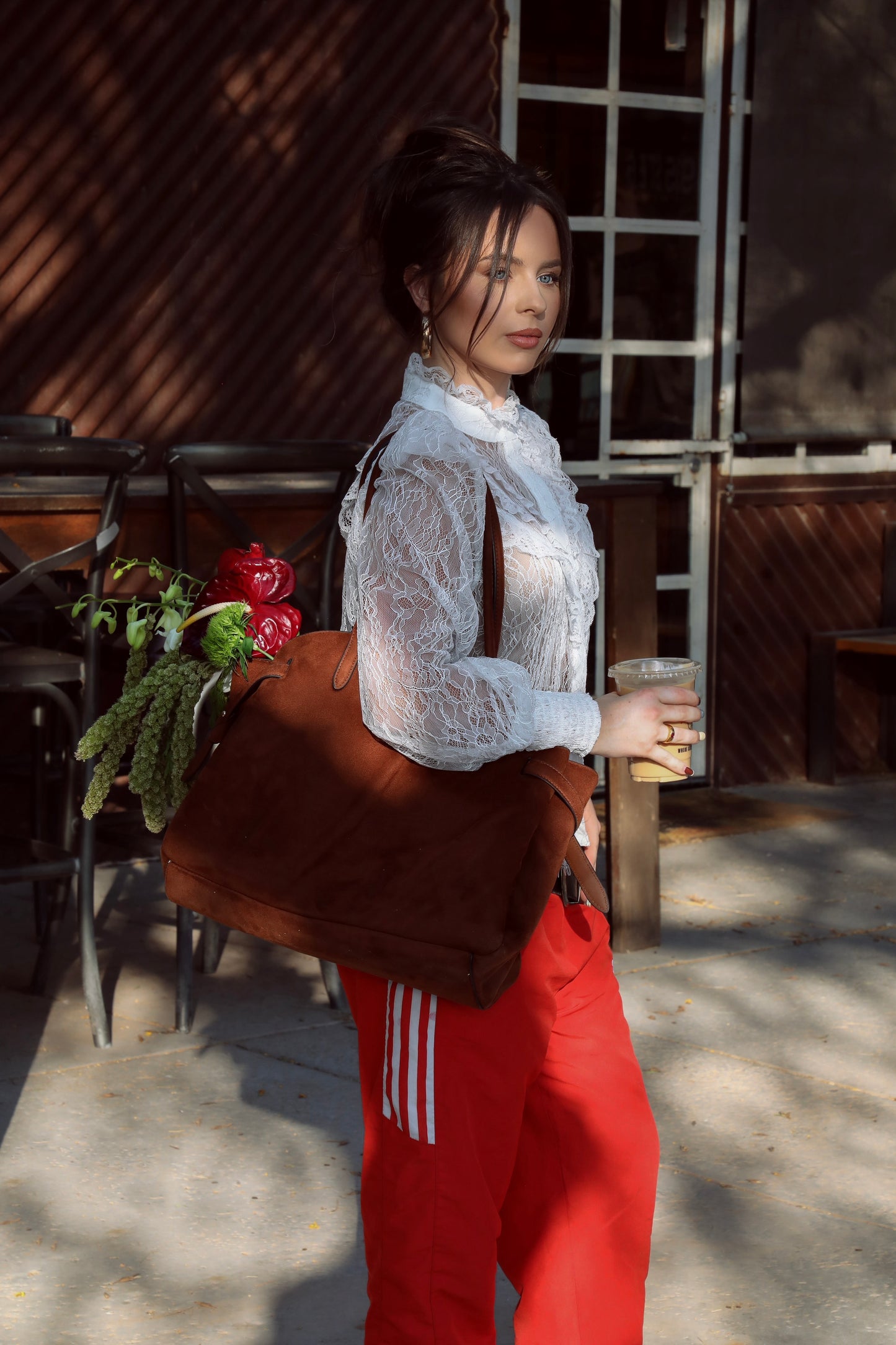 Frilly Lace Structured Shoulder Blouse