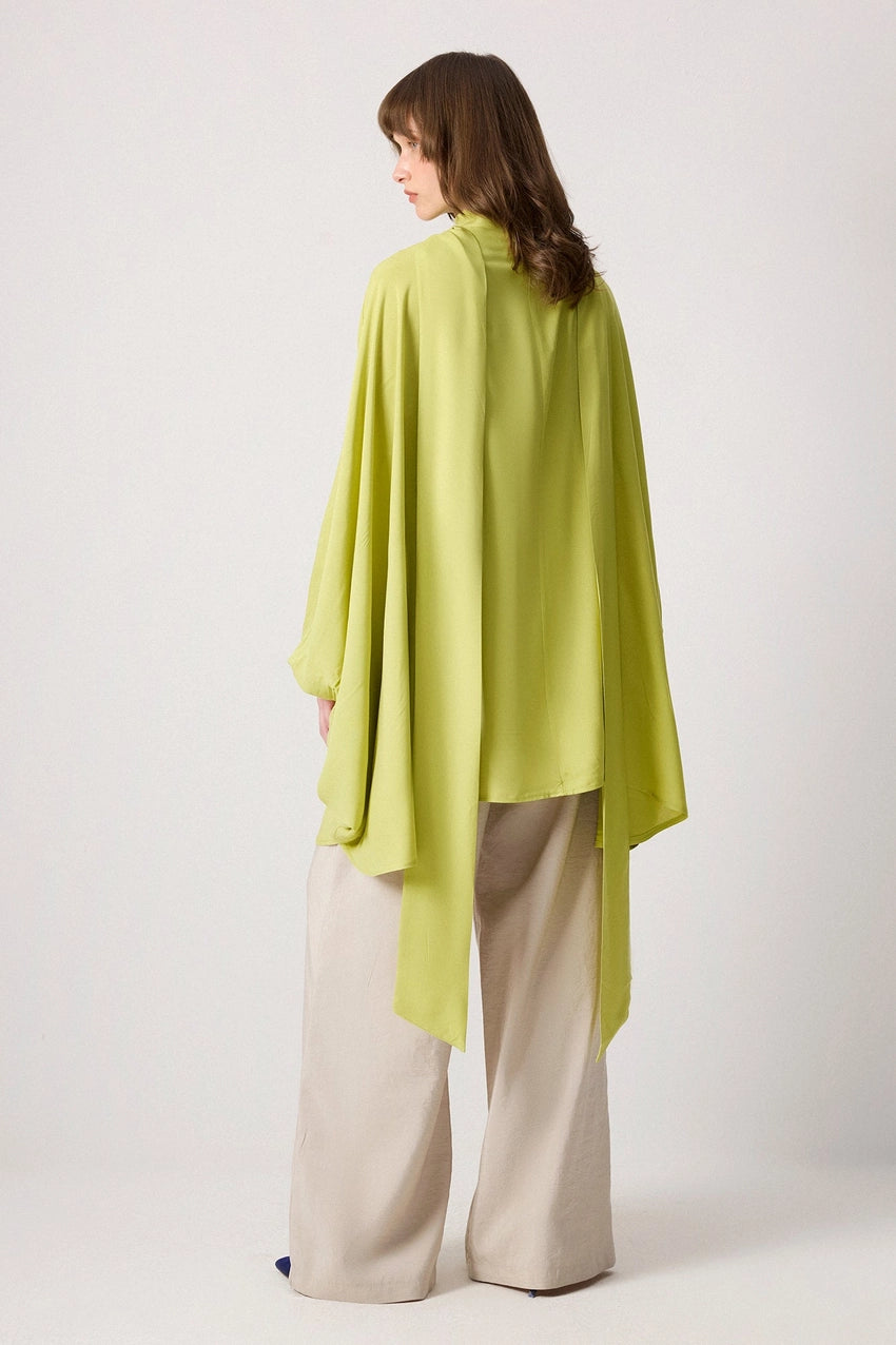 Draped Turtleneck Viscose Kimono Top