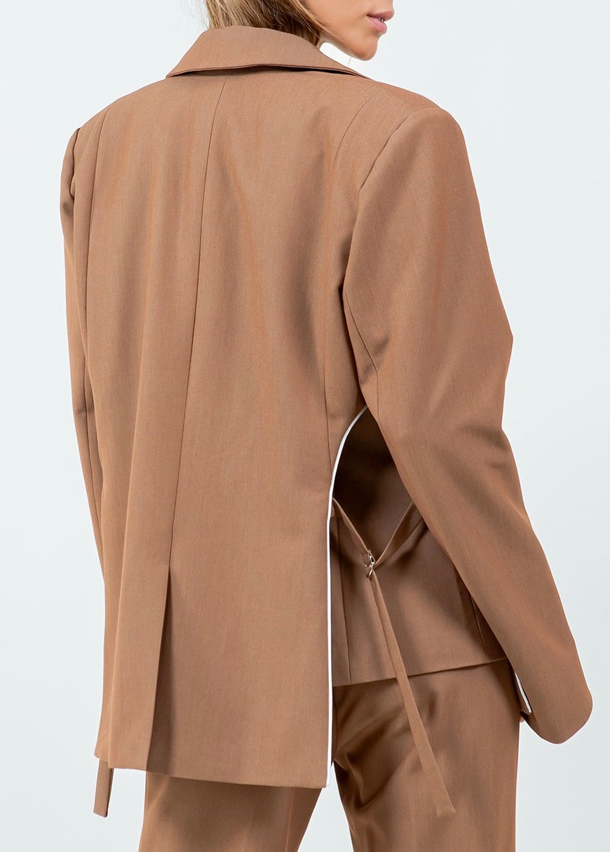 Camel Blazer Vest Set