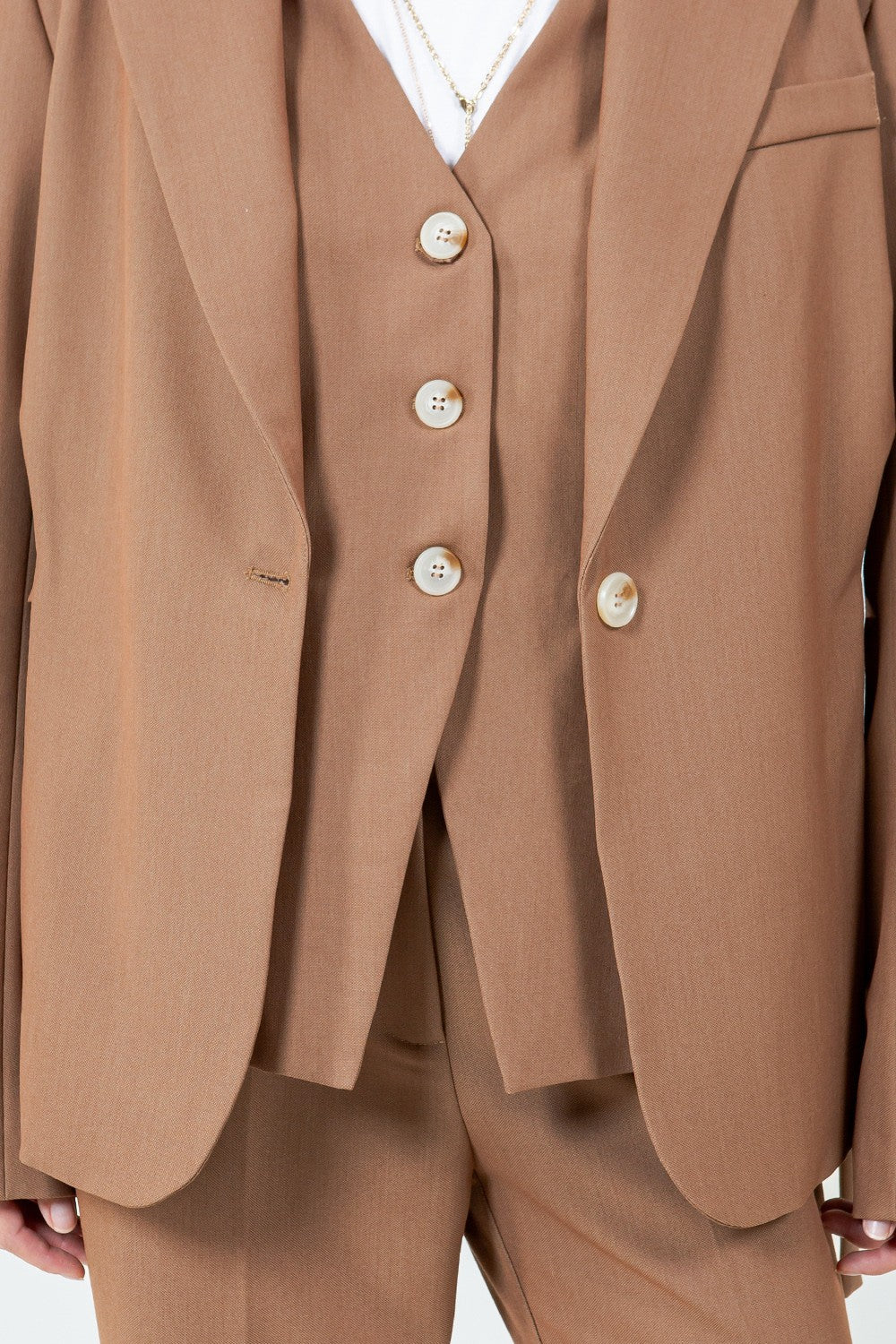Camel Blazer Vest Set