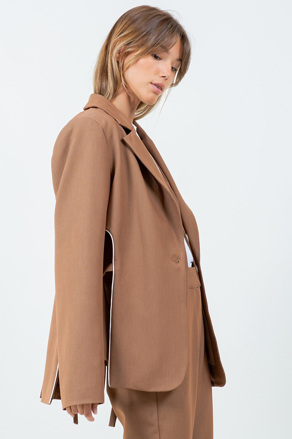 Camel Blazer Vest Set