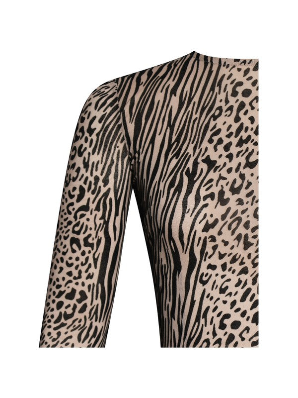 Animal Print Long Sleeve Bodysuit