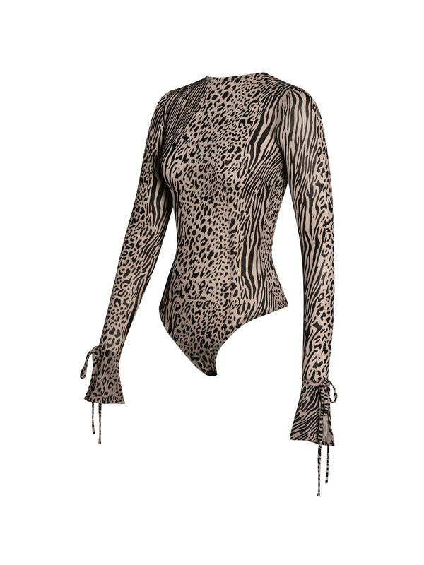 Animal Print Long Sleeve Bodysuit