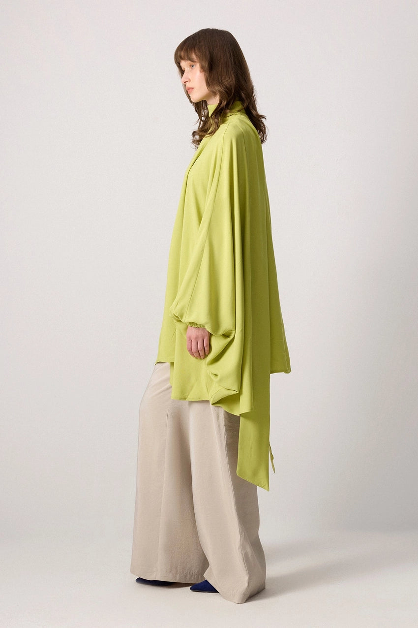 Draped Turtleneck Viscose Kimono Top