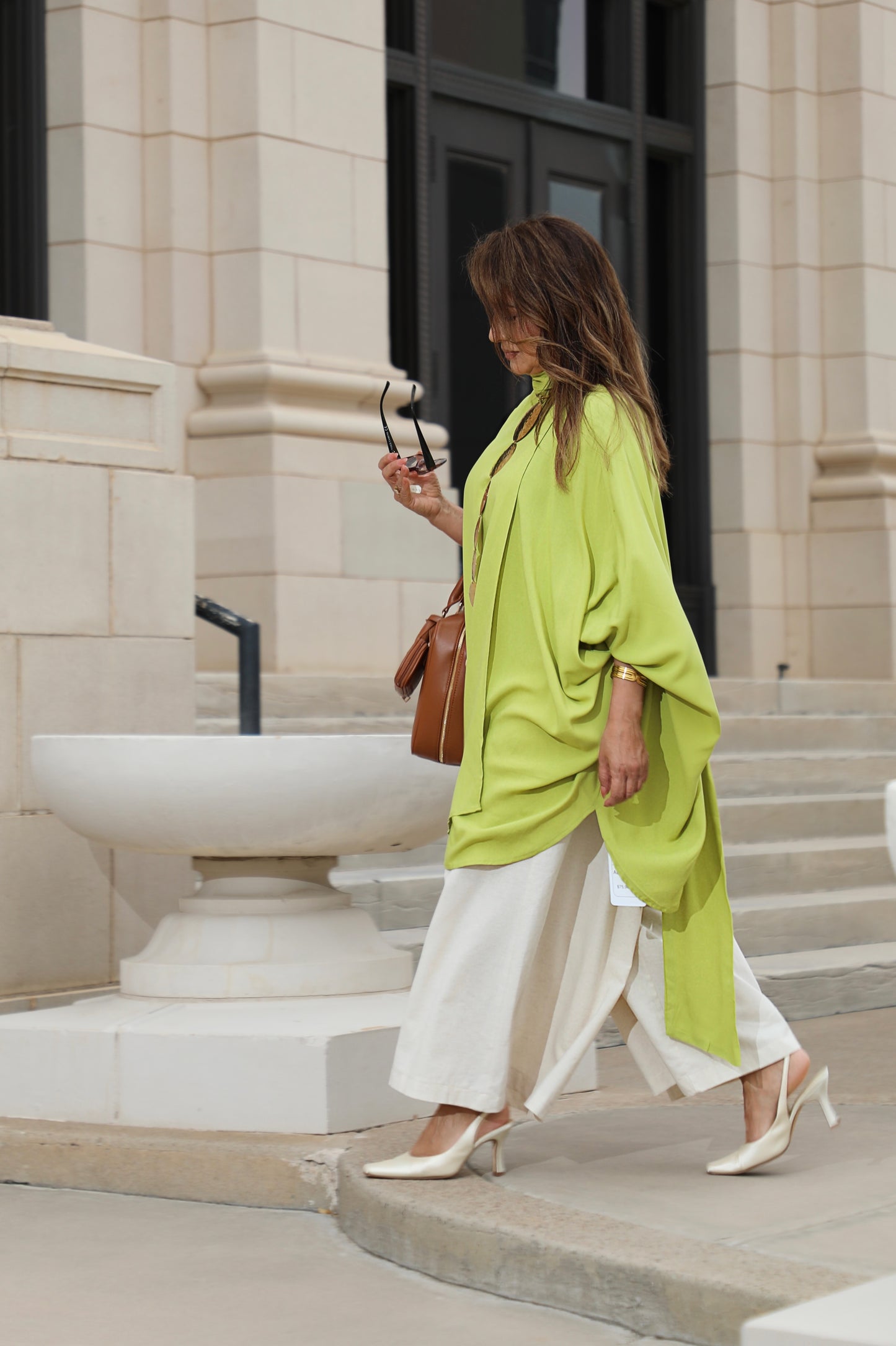 Draped Turtleneck Viscose Kimono Top
