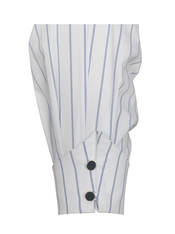04 - Palina Pinstripes Cotton Midi Preppy Shirt Dress