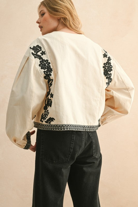 Floral Patch Detailed Jacket
