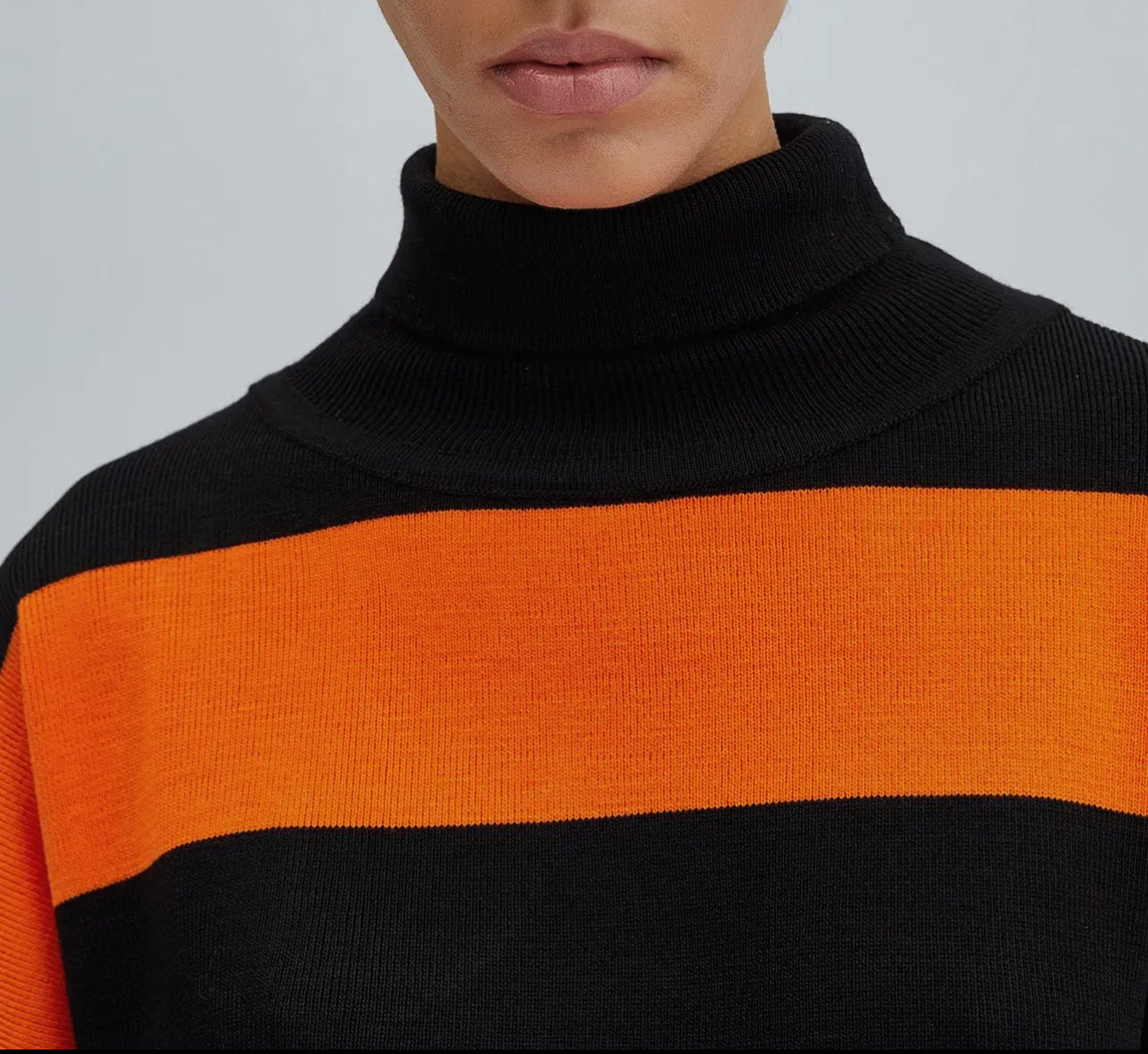 Oversized Striped Turtlekneck Knit Tunic