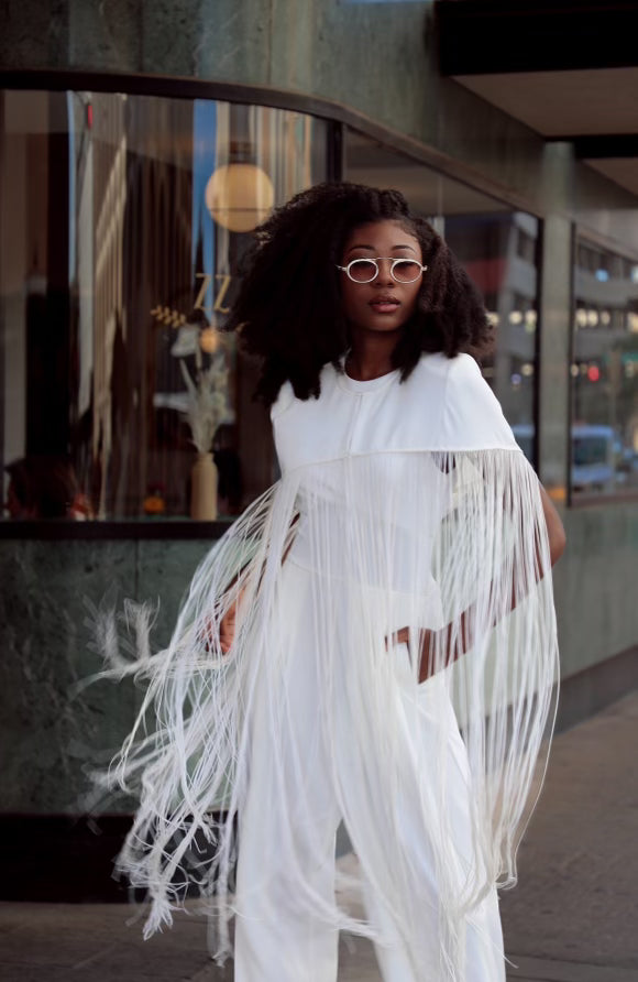 WIDE LEG JUMPSUIT WITH FRINGE JACKET SET
