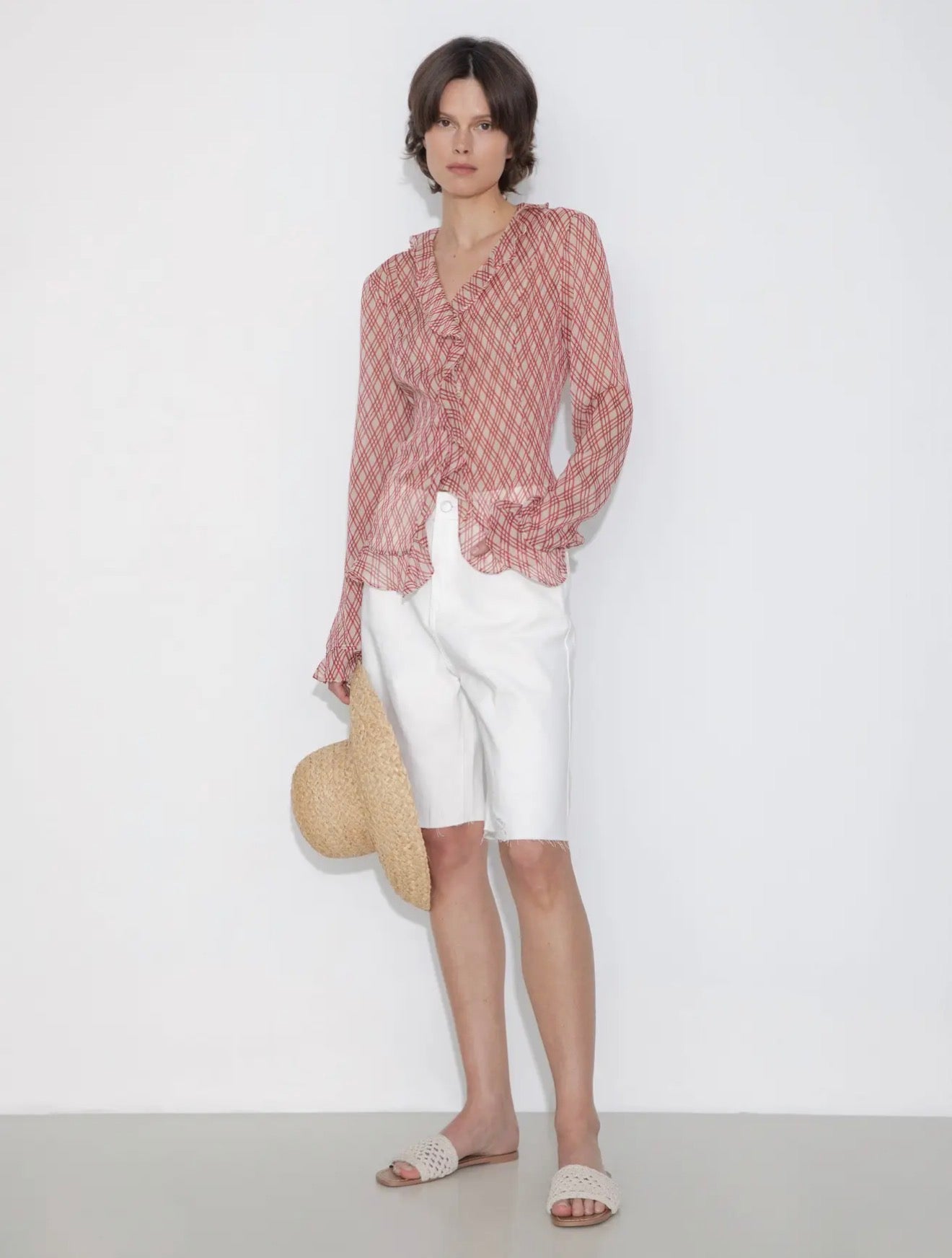 01 - Crimson Plaid Ruffle Blouse