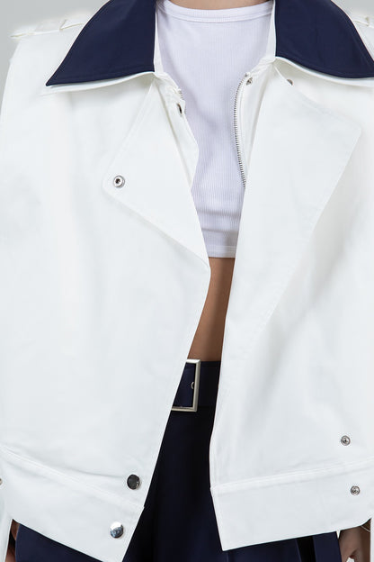 DOUBLE CONTRAST COLLAR COTTON VEST W BELt