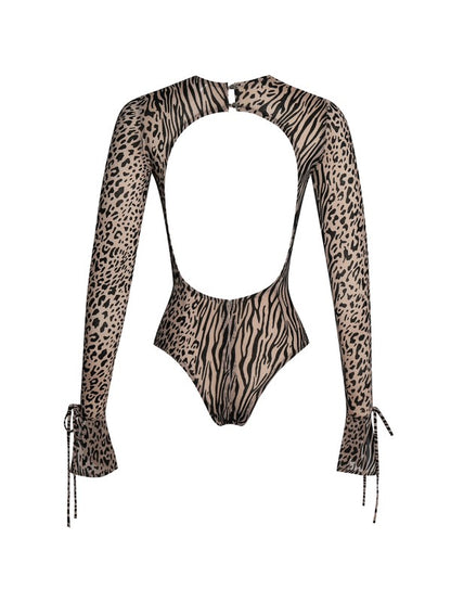Animal Print Long Sleeve Bodysuit