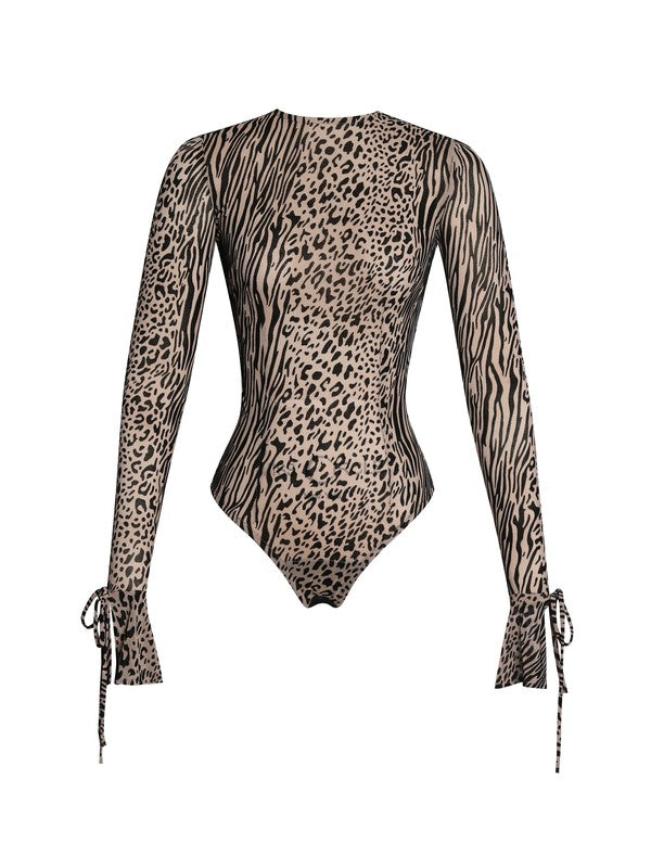 Animal Print Long Sleeve Bodysuit