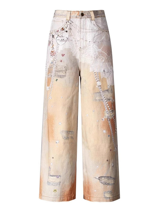 Cami Fashion Print Wide Leg Jeans