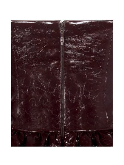 11 - Jaslene Mahogany Peplum Plunge Halter Midi Dress