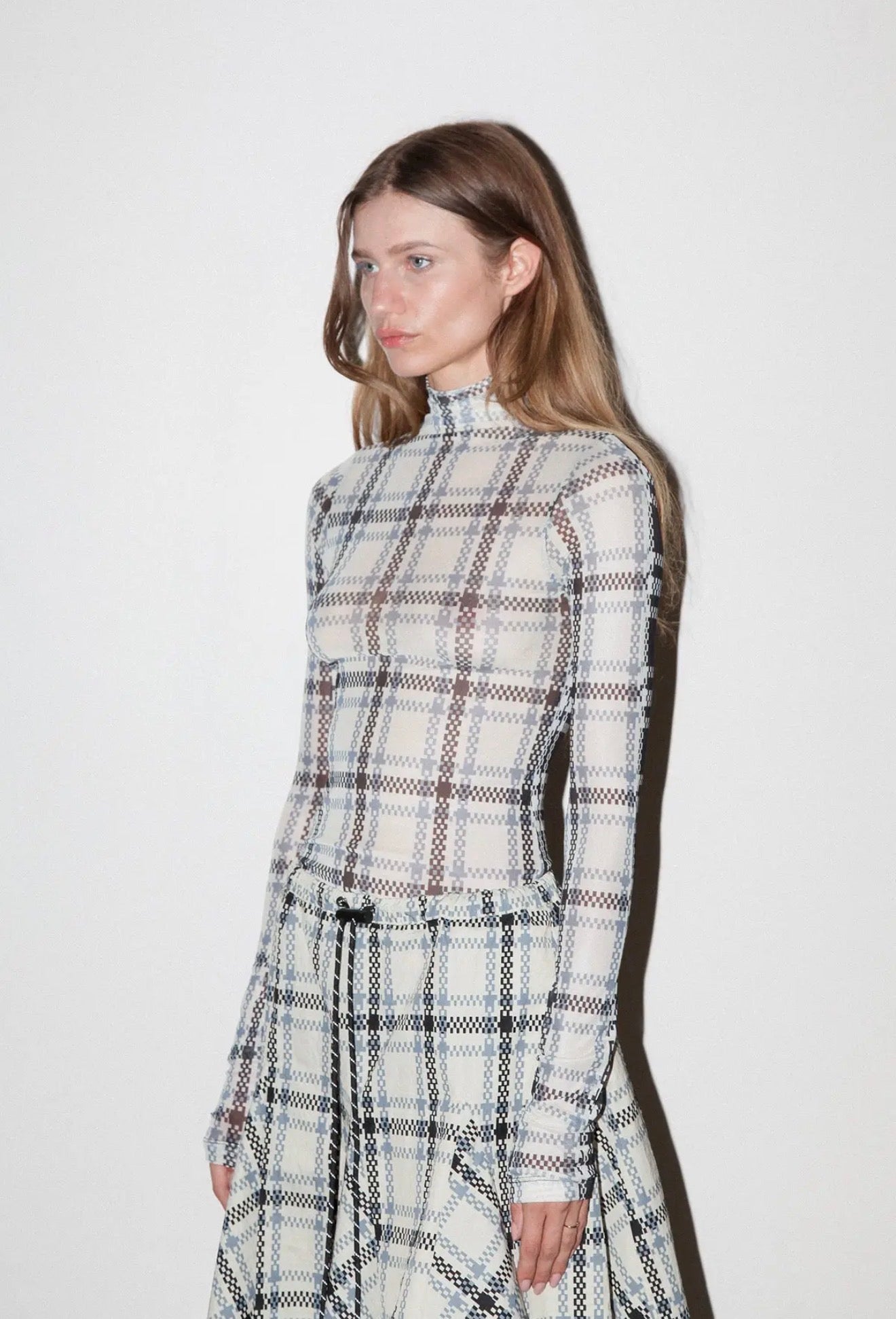 01- Heritage Plaid Mesh Top