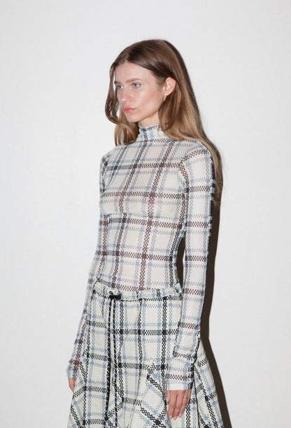 01- Heritage Plaid Mesh Top