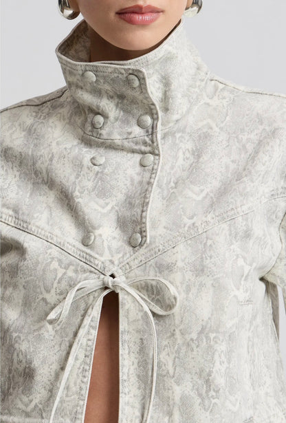 Python Tie-Front Cropped Jacket