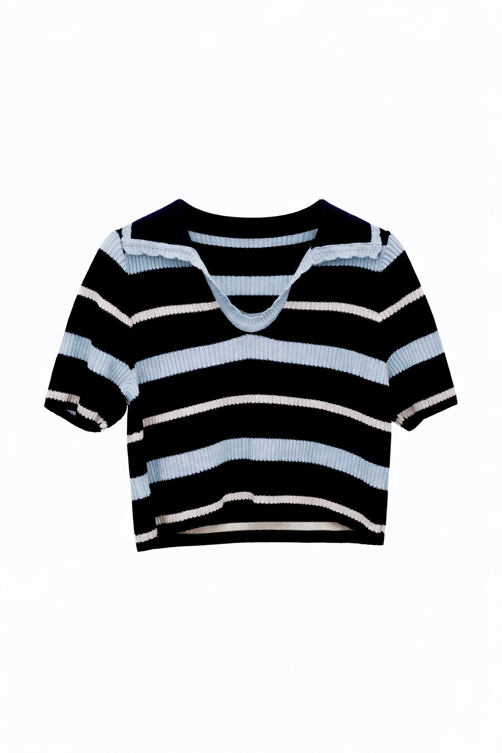 Striped Lightweight Knit Polo Top