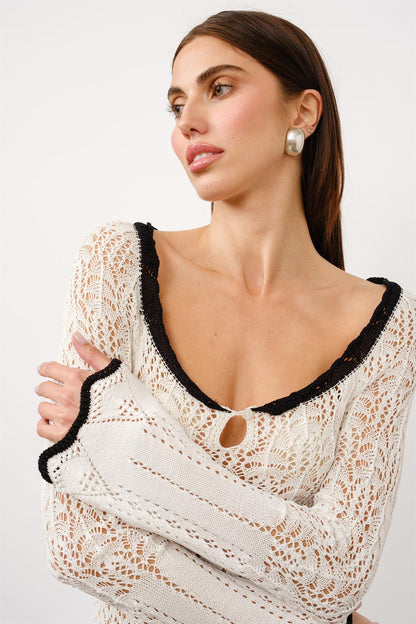 03 - Seraphina Crochet Contrast Mini Dress