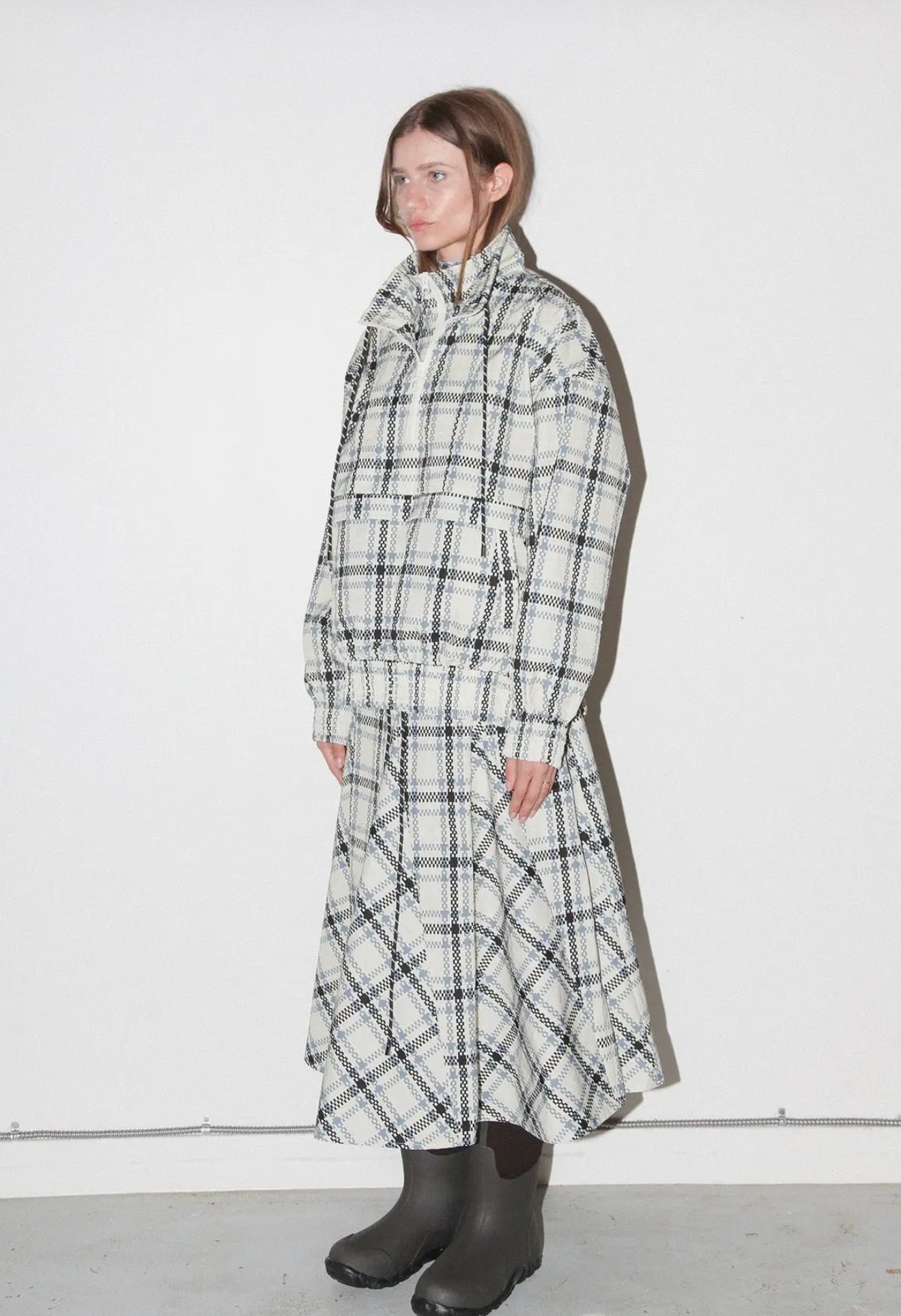 01 - Plaid Mock Neck Jacket