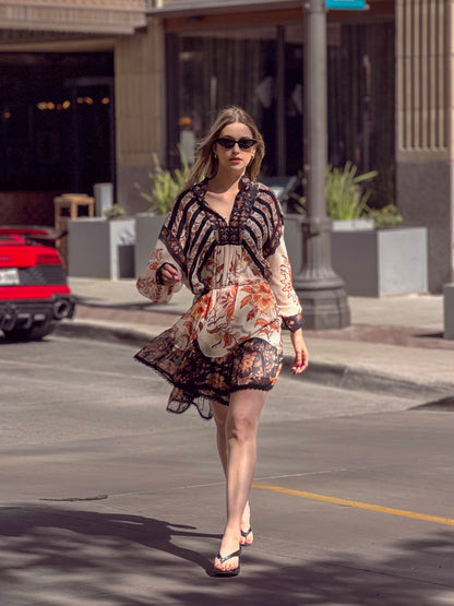 Bohemian Floral Mini Dress