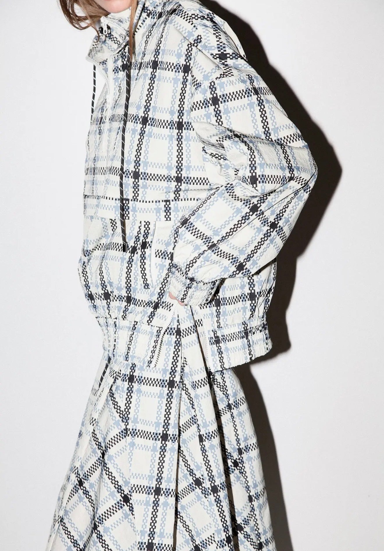 01 - Plaid Mock Neck Jacket