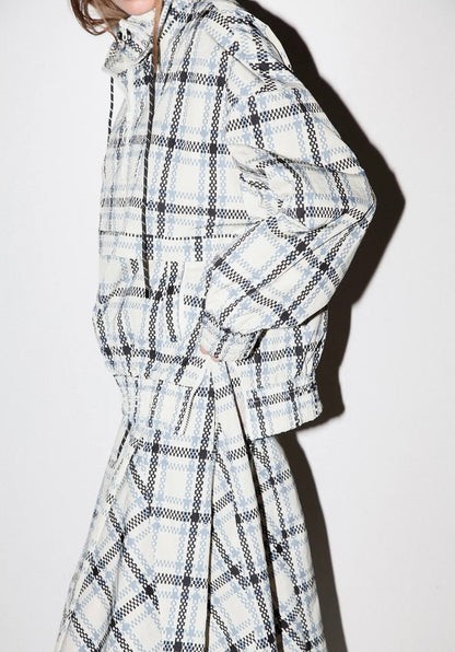 01 - Plaid Mock Neck Jacket