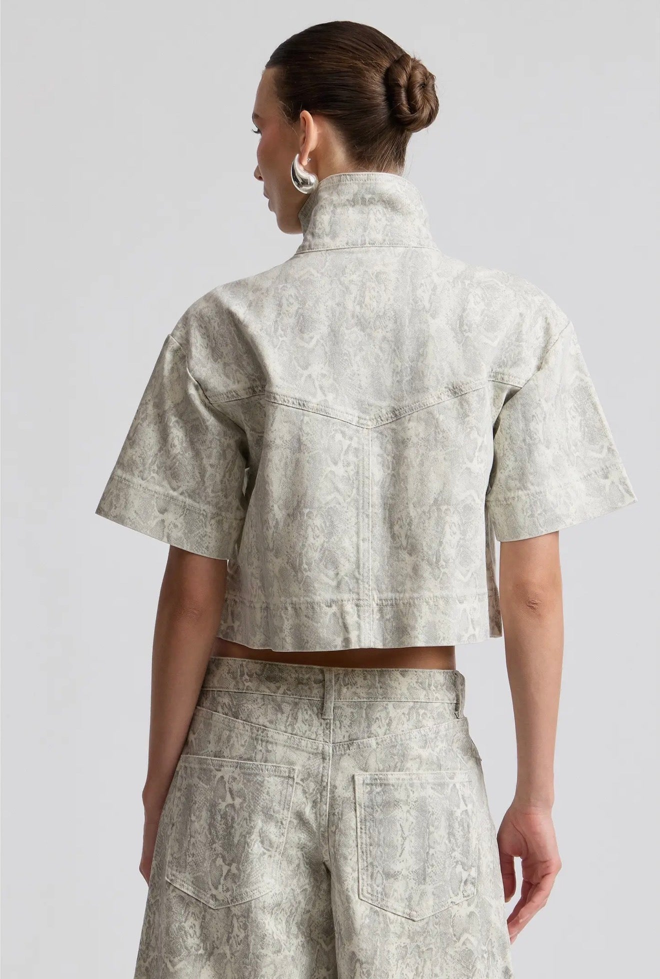 Python Tie-Front Cropped Jacket