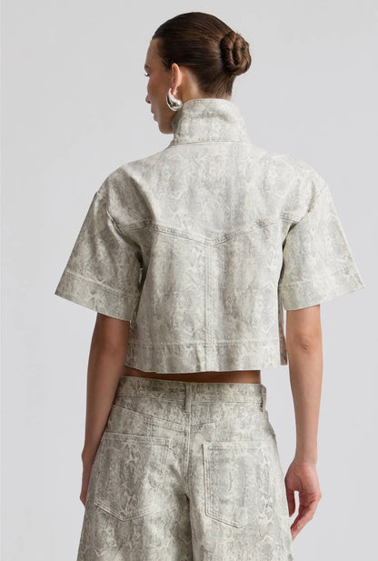 Python Tie-Front Cropped Jacket