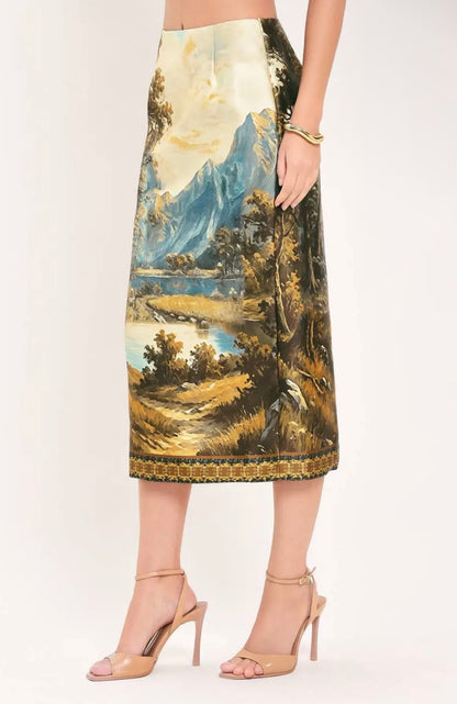 HARVEST RIVER REVERIE WOVEN PENCIL SKIRT