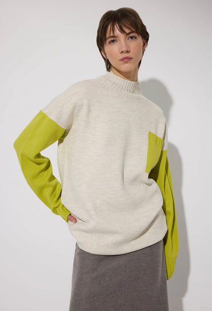 01 - Lime Theory color-block tunic sweater