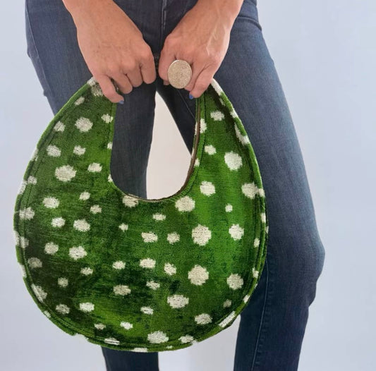 Emerald Green and White Polka Dot Luca Bag
