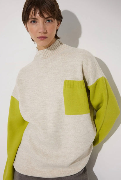 01 - Lime Theory color-block tunic sweater