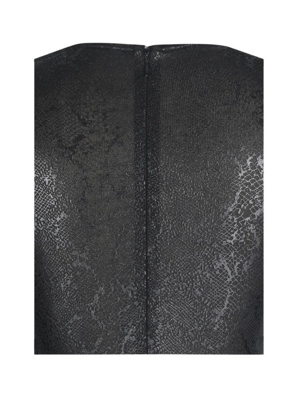 01 - ILYSIA BLACK V-NECK PLUNGE SNAKESKIN
MERMAID HEM MAXI DRESS