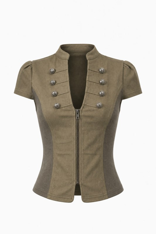 01 - aNAPOLEON SHORT SLEEVE ZIP UP TOP