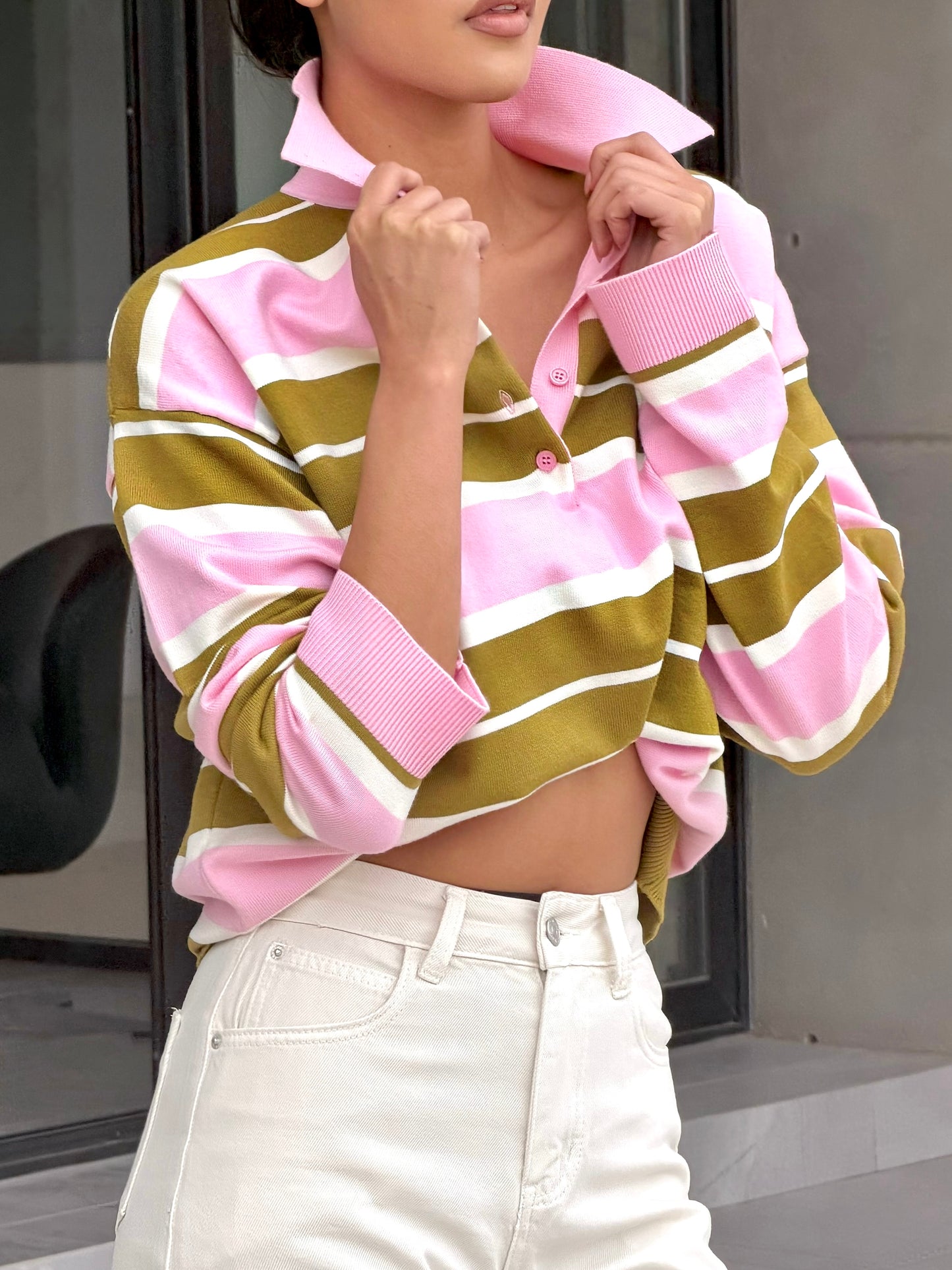 17 - RUGBY Striped Polo Knit Shirt