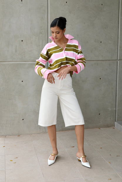 17 - RUGBY Striped Polo Knit Shirt