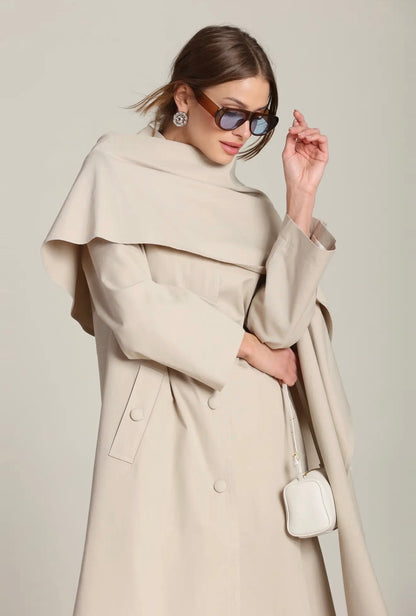 02 - Taupe Convertible Scarf Trench