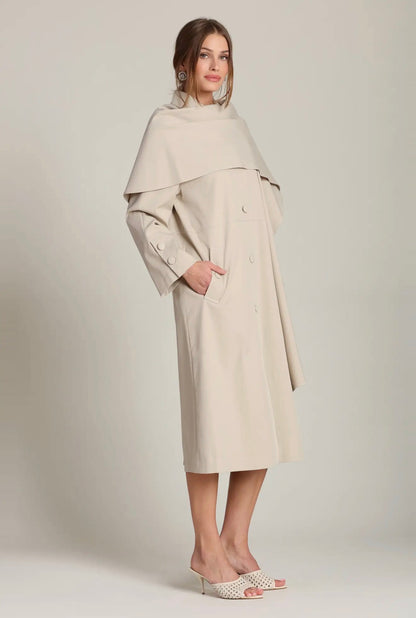 02 - Taupe Convertible Scarf Trench