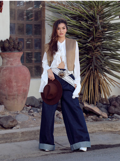 White Ruffle Blouse