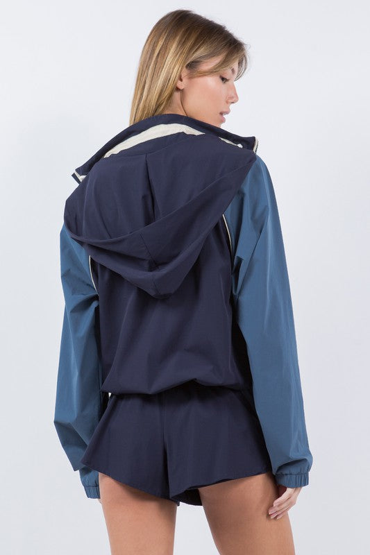 Set Zip Up Color Block Windbreaker