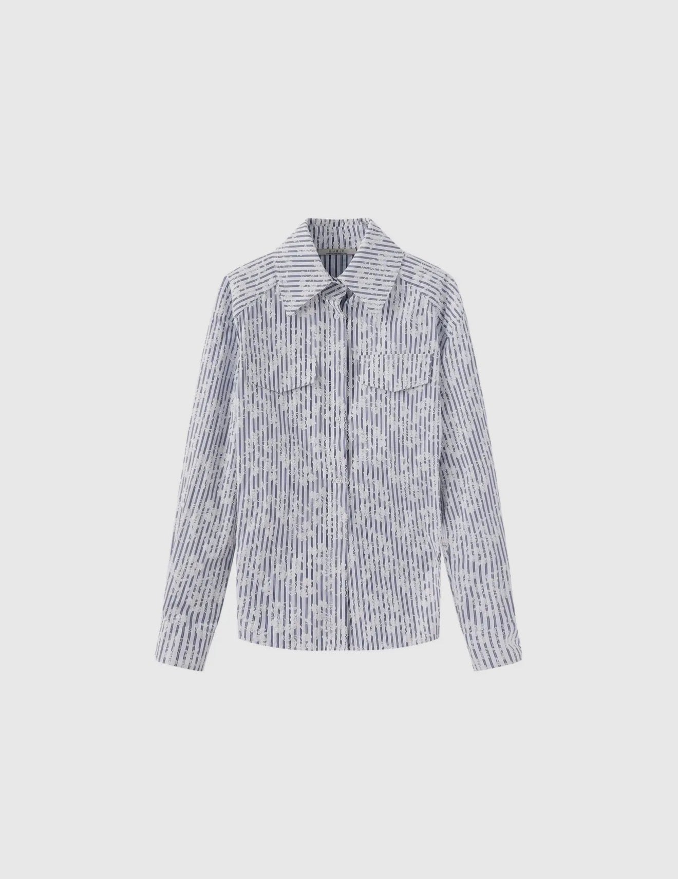 05 - The Lines Shirt Blue Striped Long Sleeve and White