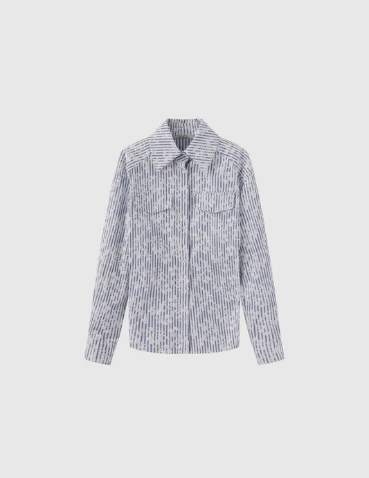 05 - The Lines Shirt Blue Striped Long Sleeve and White