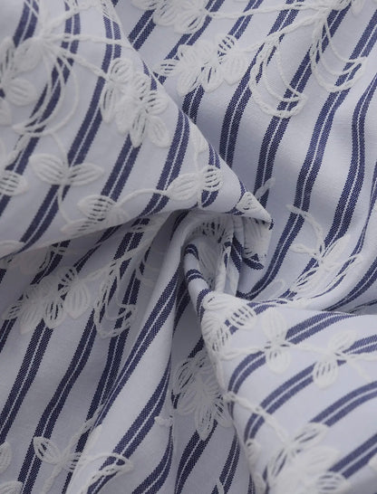 05 - The Lines Shirt Blue Striped Long Sleeve and White