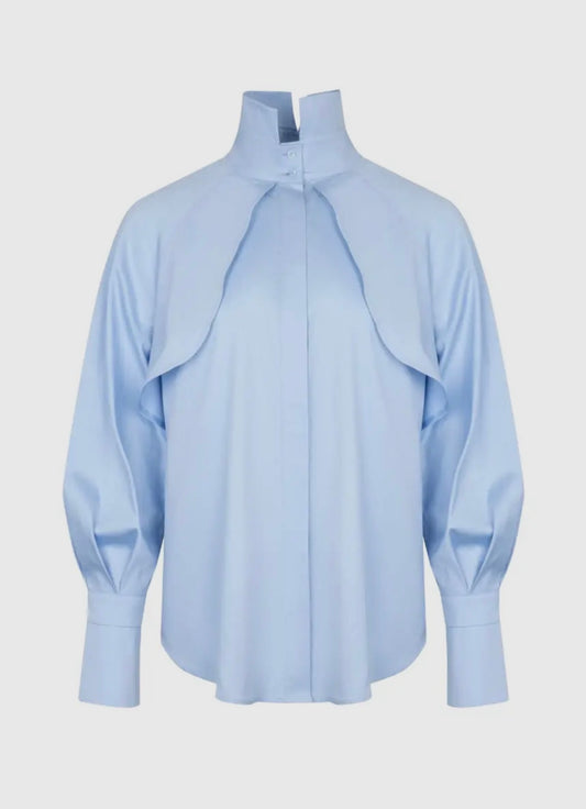05 - Alicia Business Style Blue Cotton Shirt