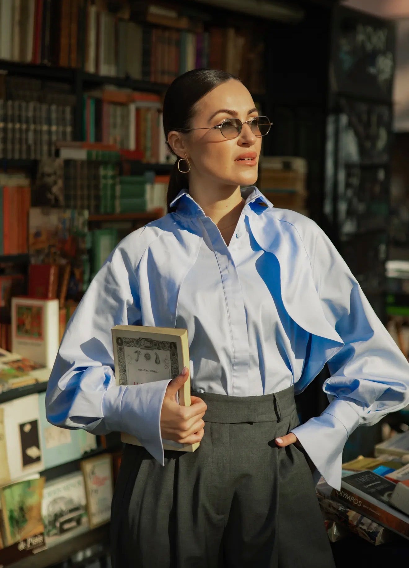 05 - Alicia Business Style Blue Cotton Shirt