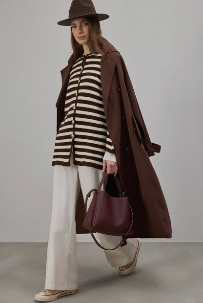13 - Striped Long Jacket with Golden Buttons