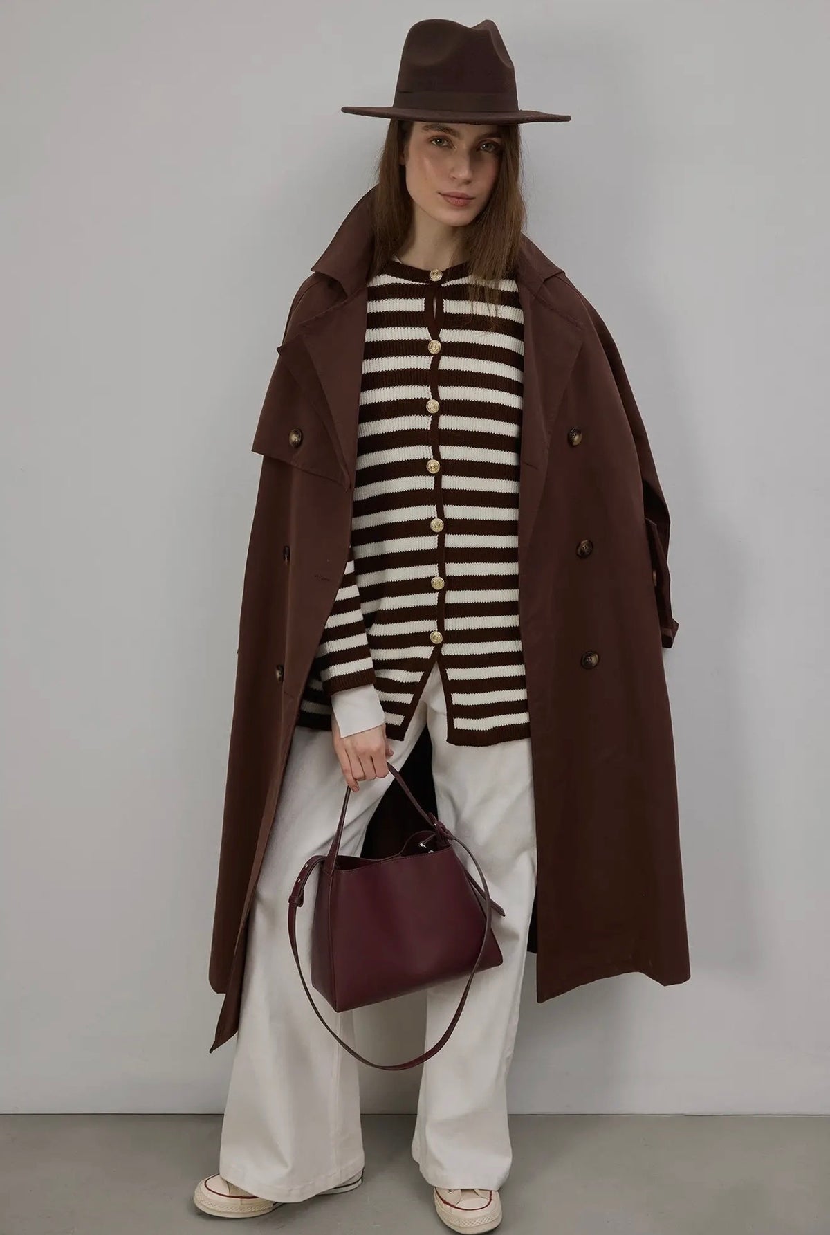 13 - Striped Long Jacket with Golden Buttons
