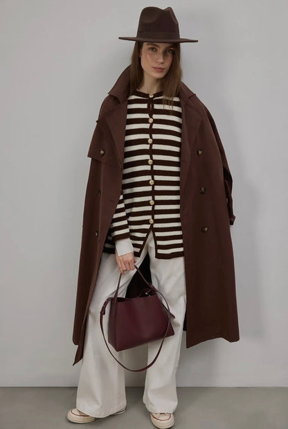 13 - Striped Long Jacket with Golden Buttons